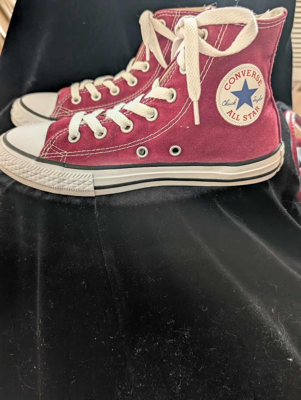 Converse High Top Sneakers - Maroon and White